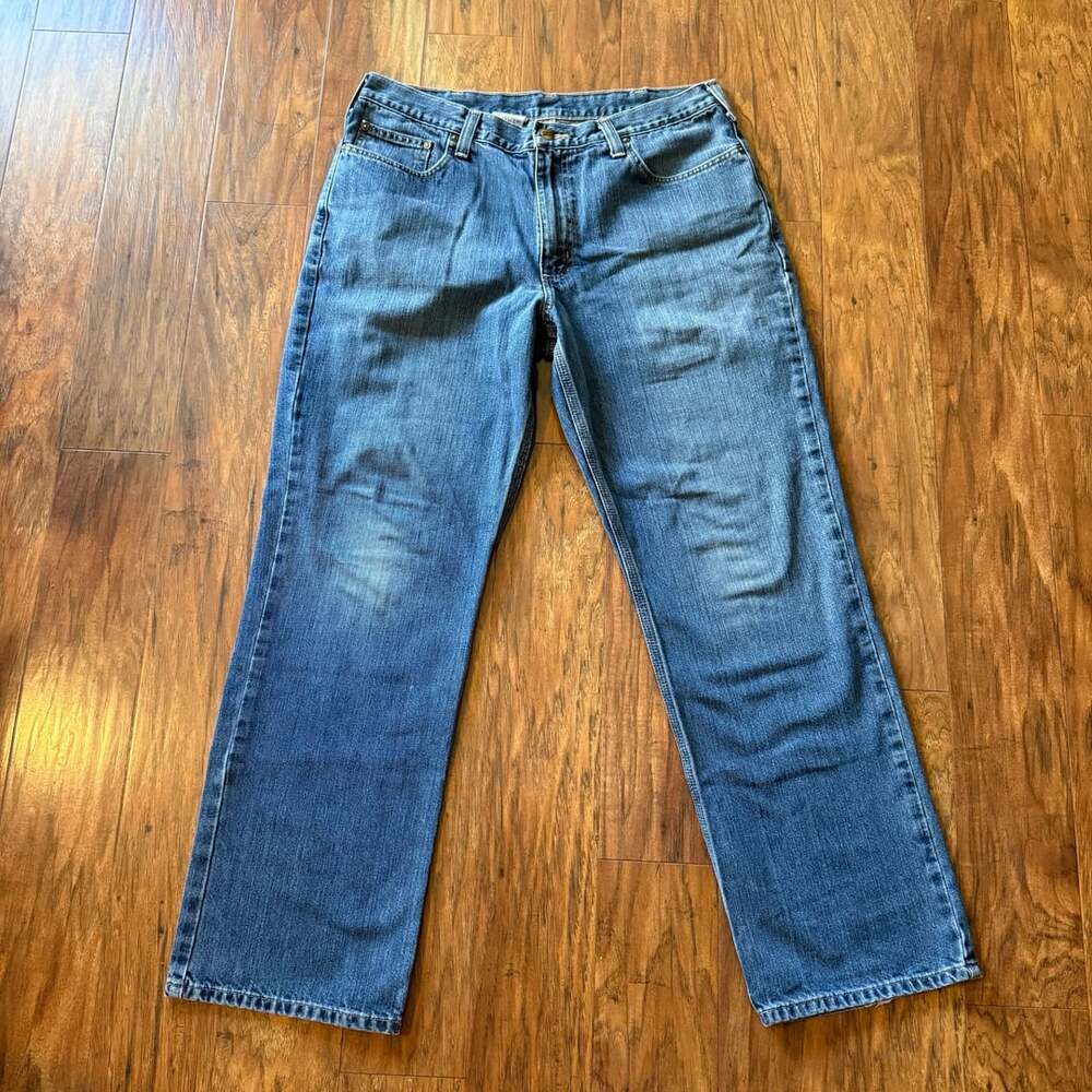 Carhartt 101483 Jeans Mens 36x31 Blue Denim Relaxed Fit Straight Leg Workwear